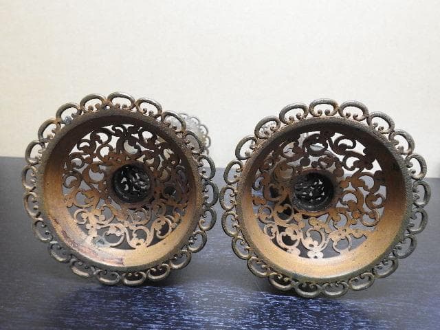 唐物屋久兵衛　銅製　燭台一対　MA179