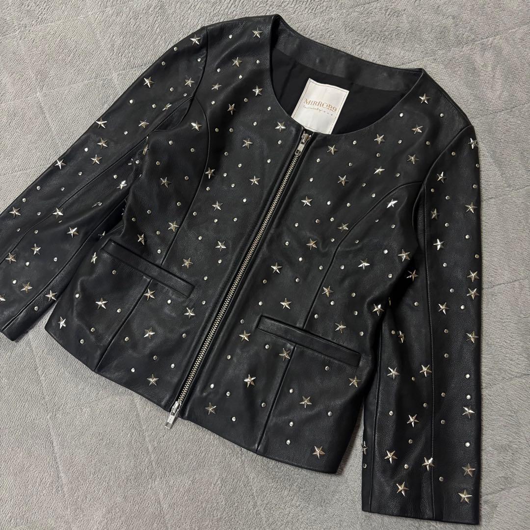 MIRROR9 ミラーナイン　羊革　スタッズ　シングル　ライダースジャケット　黒