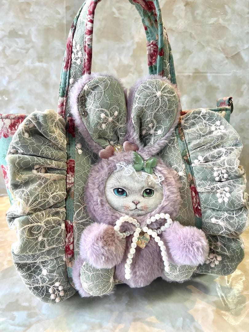 コヤンイサムチョン　アンティックローズ/ラメレース　ふんわりフリルバッグ