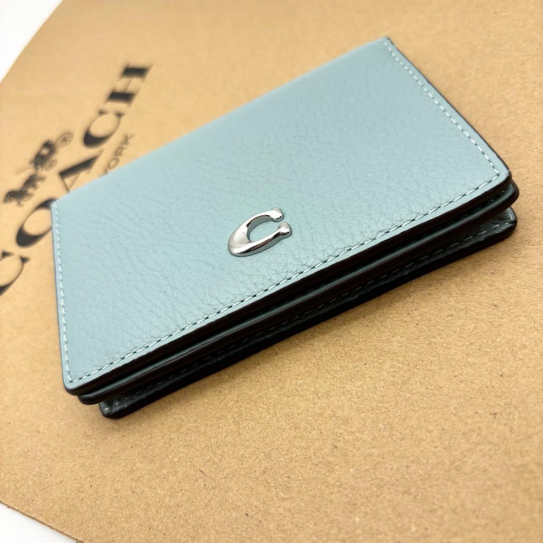 【COACH☆新品】 エッセンシャル ビジネス カード ケース☆アクアマリン