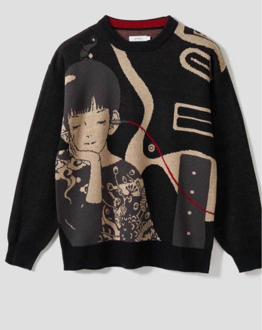 グラニフ　Re:繋がる　ウォッシャブルジャカードニット　アジカン　XL 中古