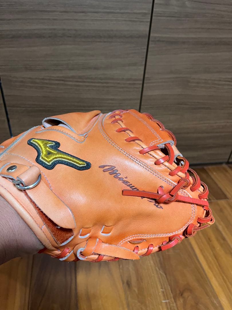 野球　ミズプロ　キャッチャーミット　オレンジ　グローブ