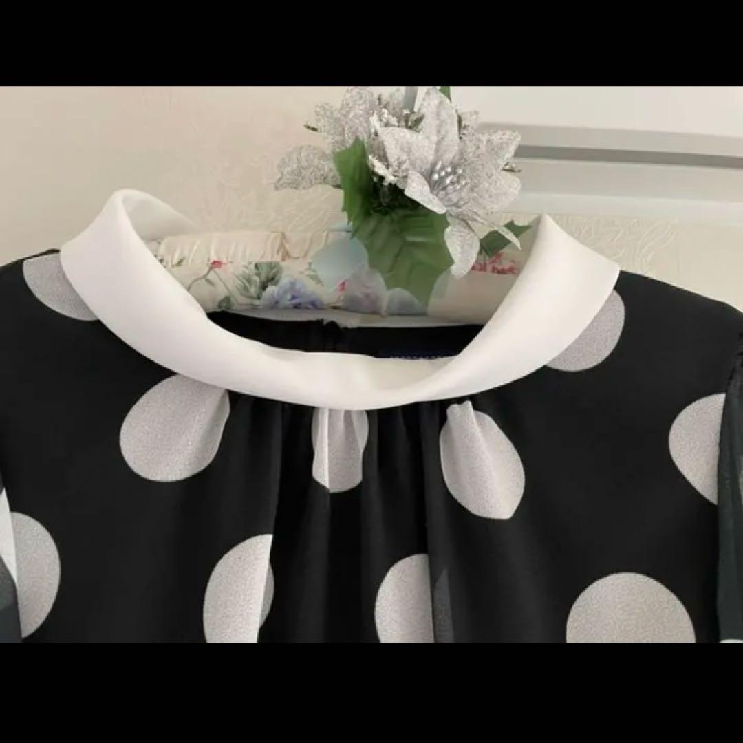 最終価格！M's カタログ 水玉 ドット シフォン カメリア モノクロ ワンピ