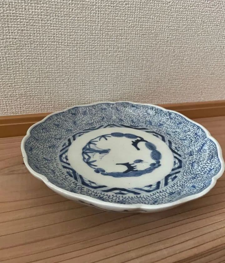 古伊万里　太明成化年製　微塵唐草　中皿