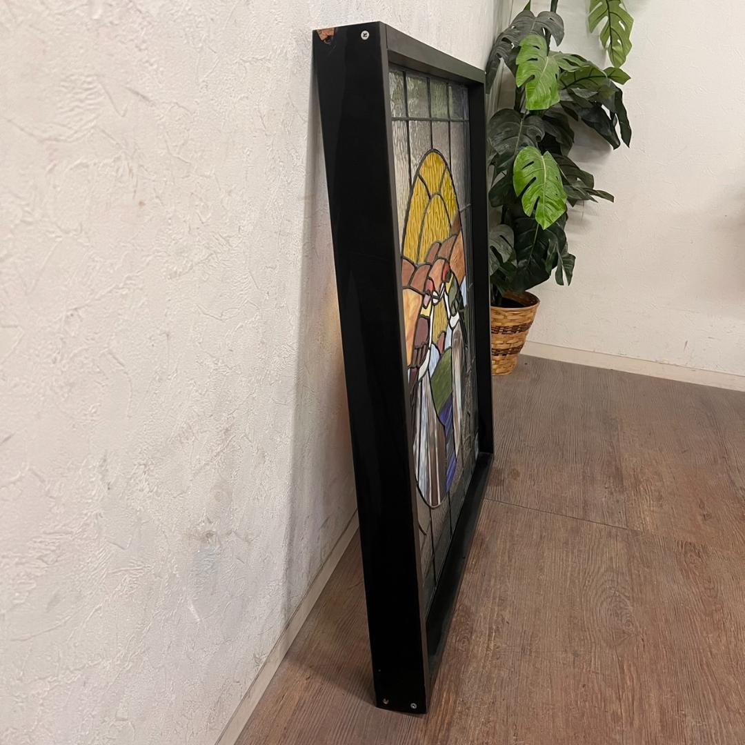 フォロー割　大型ヴィンテージ　ステンドグラス　アンティークパネル 82×83.5
