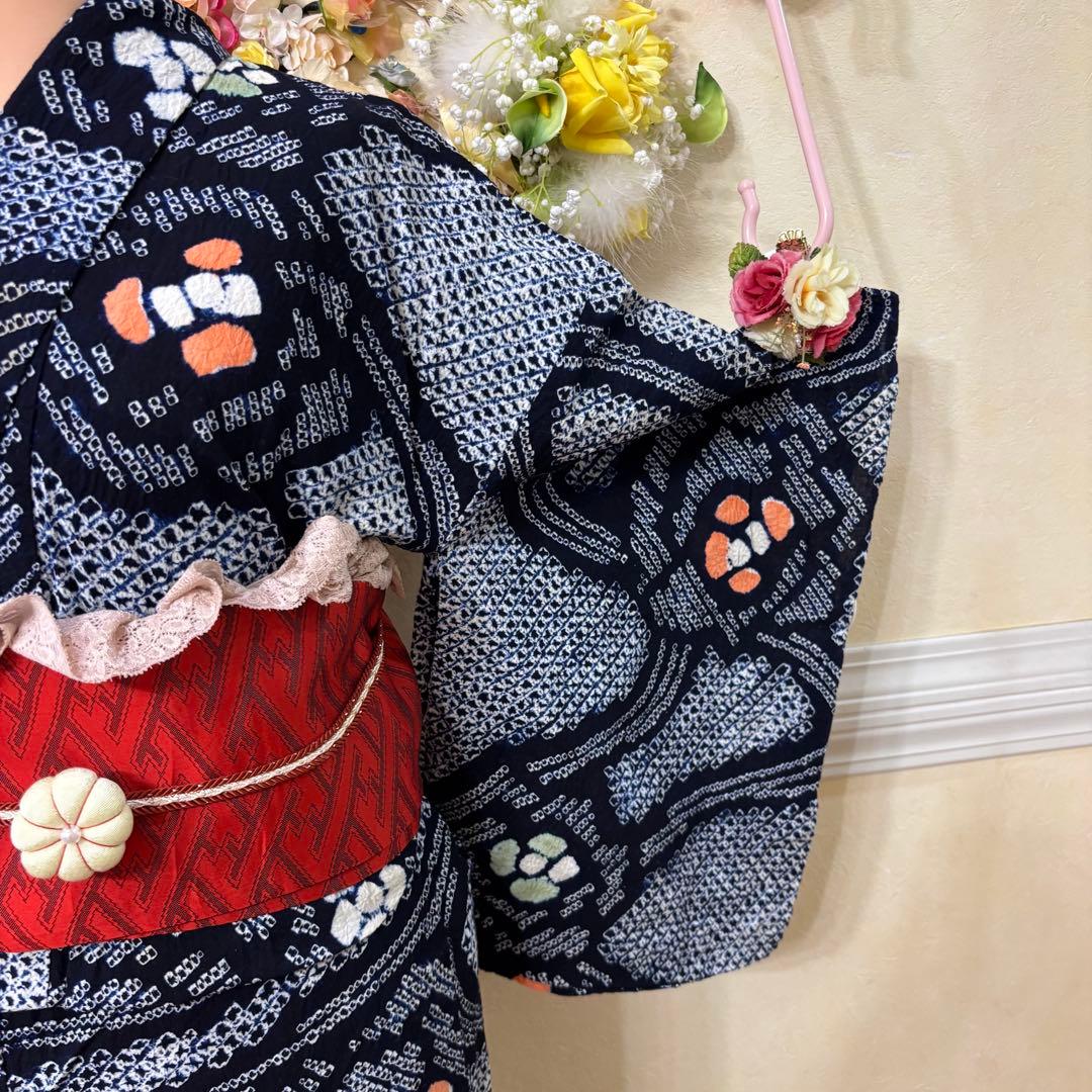 有松鳴海絞り伝統工芸❤️半幅帯レース つまみ細工ハンドメイド帯留め5点セット‼️銘品