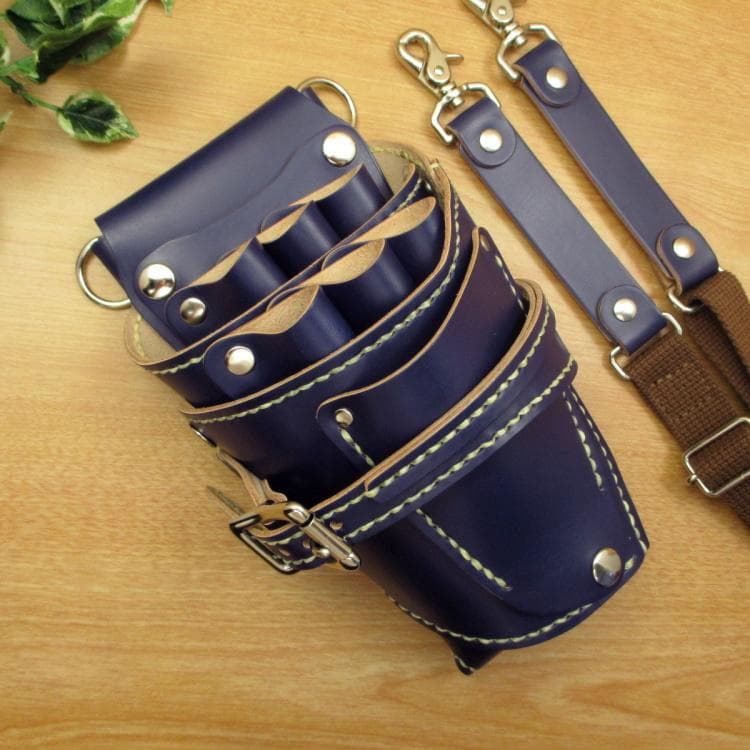 ネイビー　６丁差し　本革　シザーケース　SCA-150/CNA