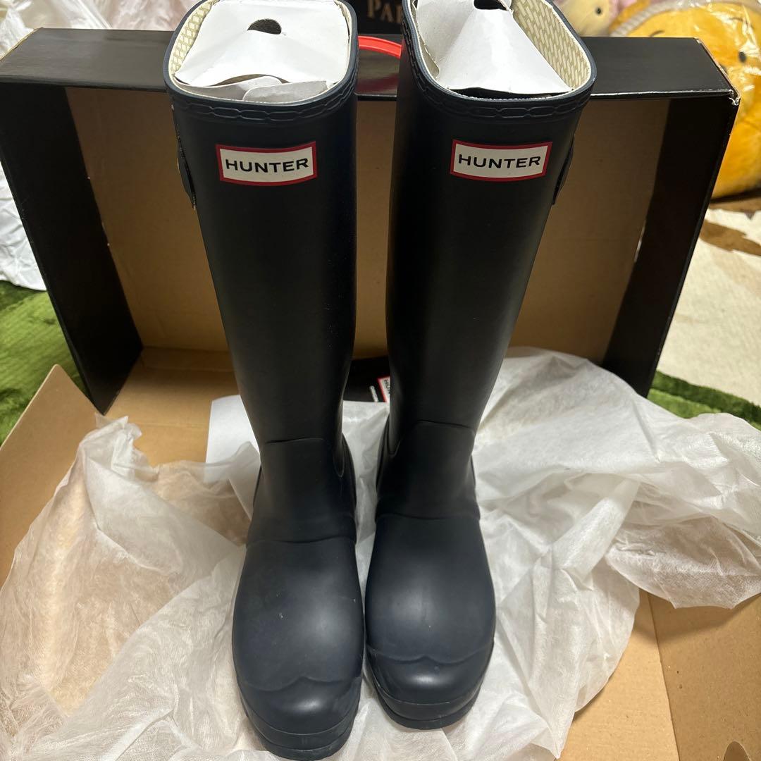 HUNTER ブラック ロングブーツ バックル付き 38 箱付き