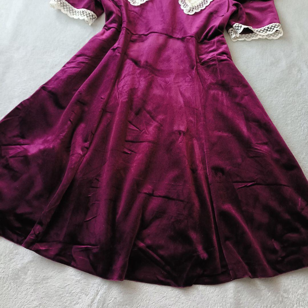 アメリカ古着 USAヴィンテージ ベルベットミニドレス ワンピース レース襟