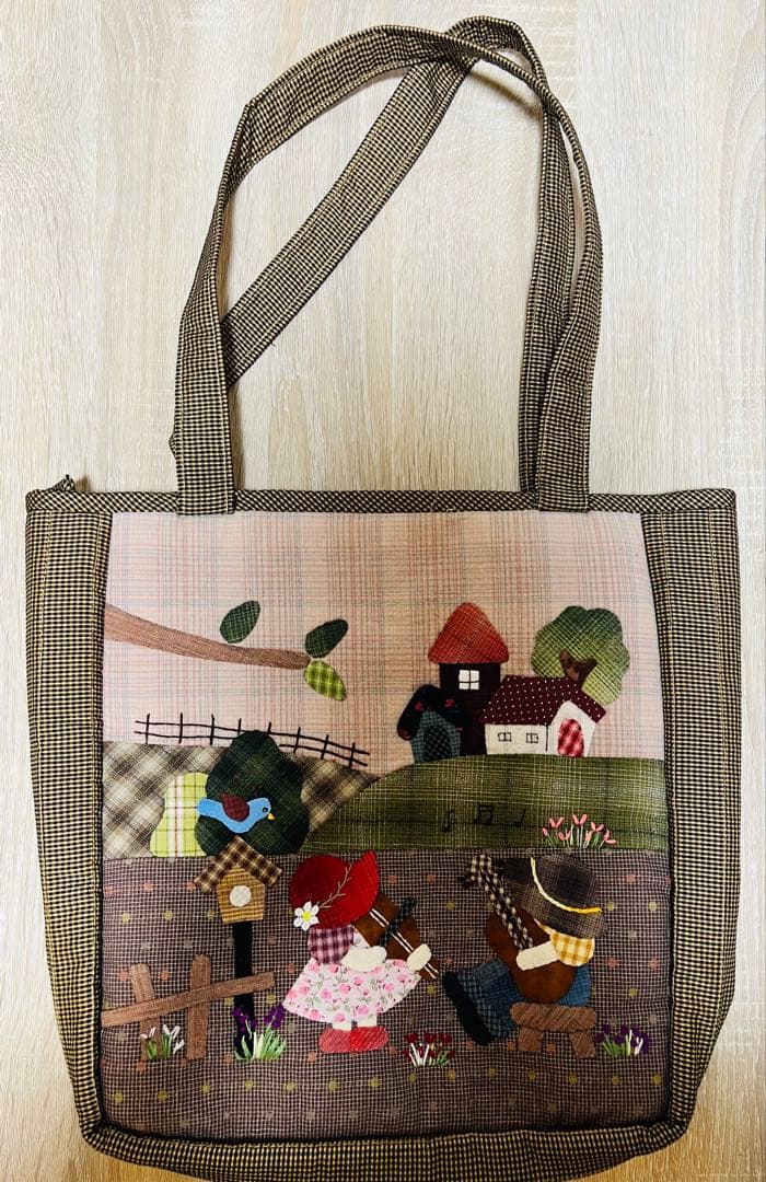 ★新作・大★音楽スーちゃん＆ビリーくん★ハンドメイド　トートバッグ　パッチワーク