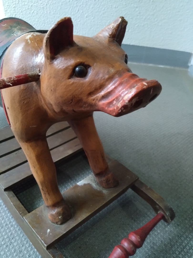 アメリカンアンティーク　1800年代　木馬ならぬ木豚　ロッキンピッグ