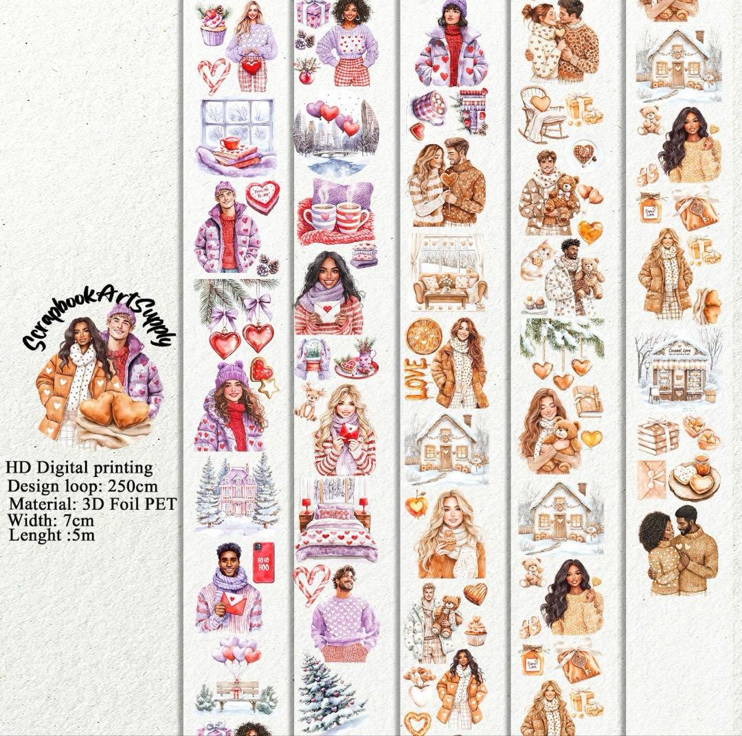 海外マステ切り売り ScrapbookArtSupply バレンタイン ラブ 冬