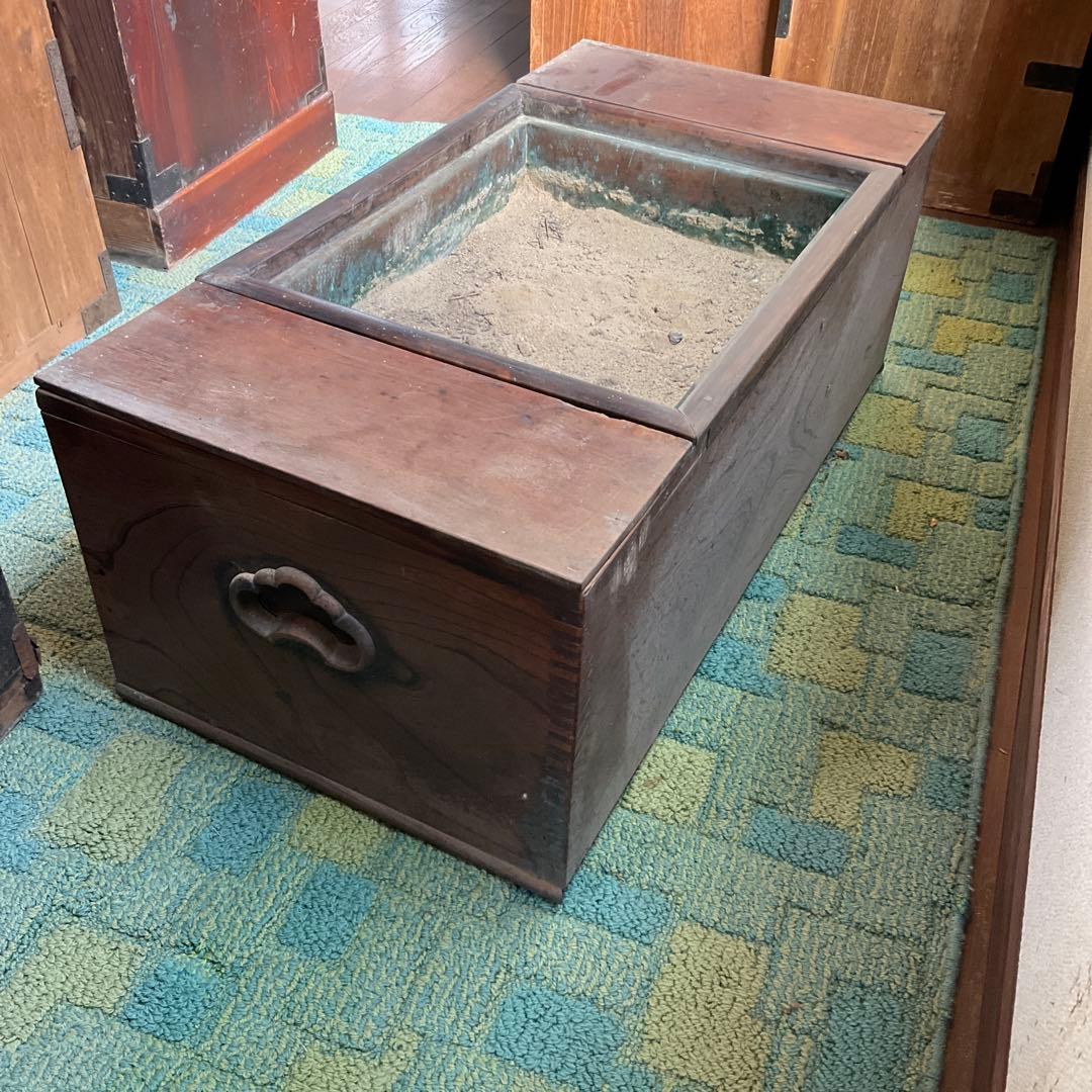 ヨ*ロ様 昭和家具　火鉢　木製 砂入り　17