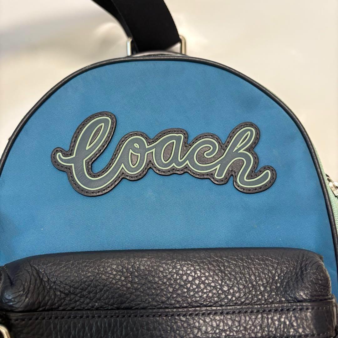 専用極美品　コーチ　ワンショルダーボディバッグ　ネイビー　レザー　ロゴワッペン