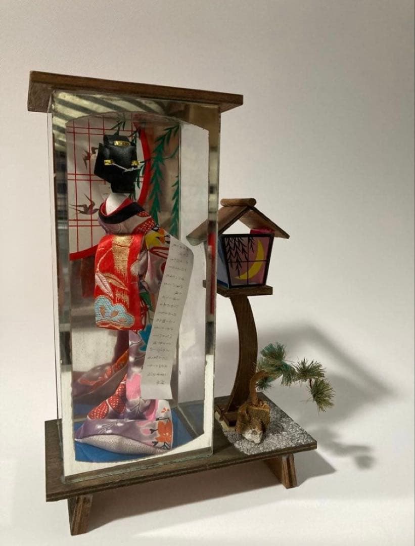 ガラスケース入り 日本人形 着物人形 和風インテリア 昭和レトロ