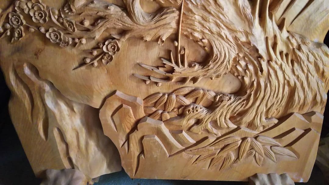 【限界価格】屋久杉衝立 梅にうぐいす