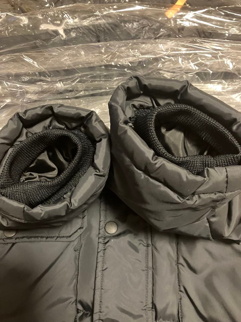 ダウンベンチコート クリーニング済 150cm　フード　ケース付　ブラック美品