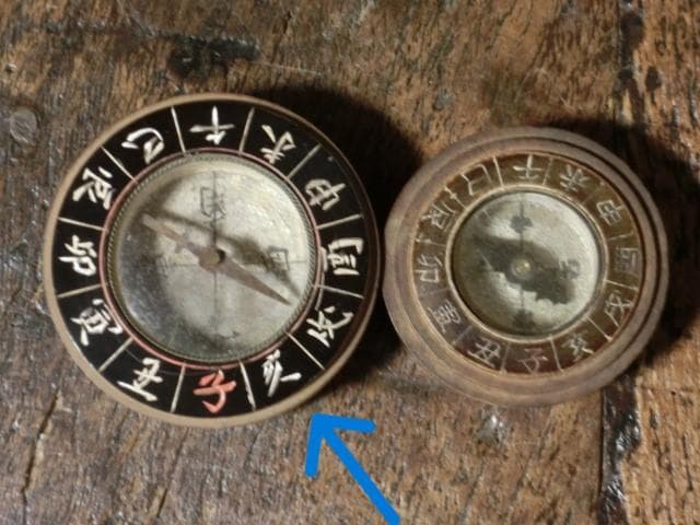 和磁石　方位磁針　木製　コンパス　アンティーク　骨董　江戸　明治　④