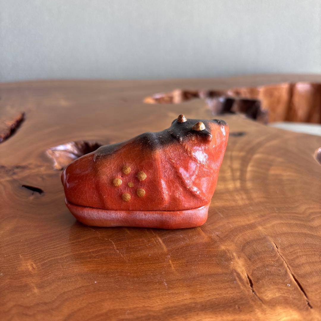 干支香合 北野天満宮司 吉村楽入造 丑年 楽焼 茶道具 共箱