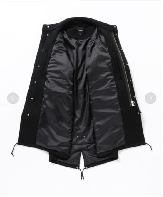 BEAMS 中綿ウールモッズコートL／黒