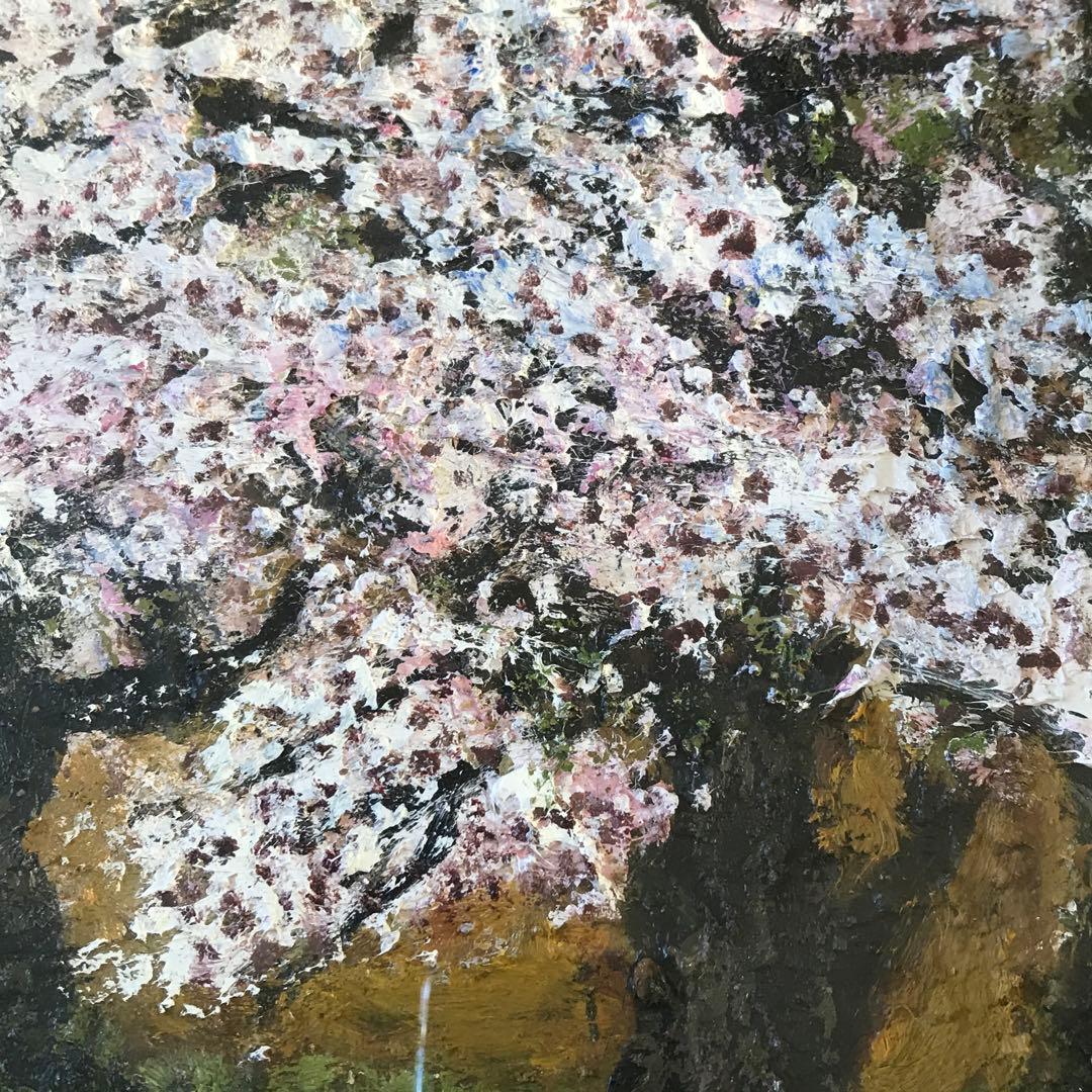 荒井慧「さくら」油彩 F4 額装 春 桜 油絵 油画 絵画 D
