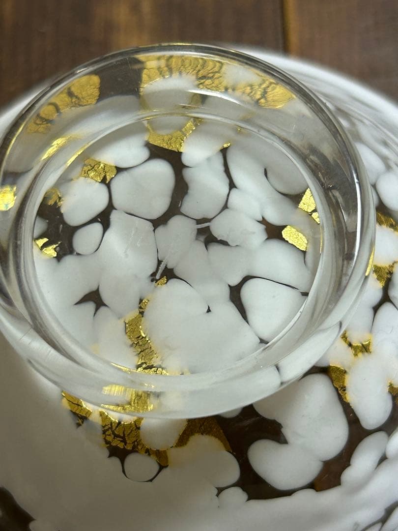 ガラス作家　石井康治　カップ＆ソーサー　金彩　工芸品　成川美術館展示品　手吹