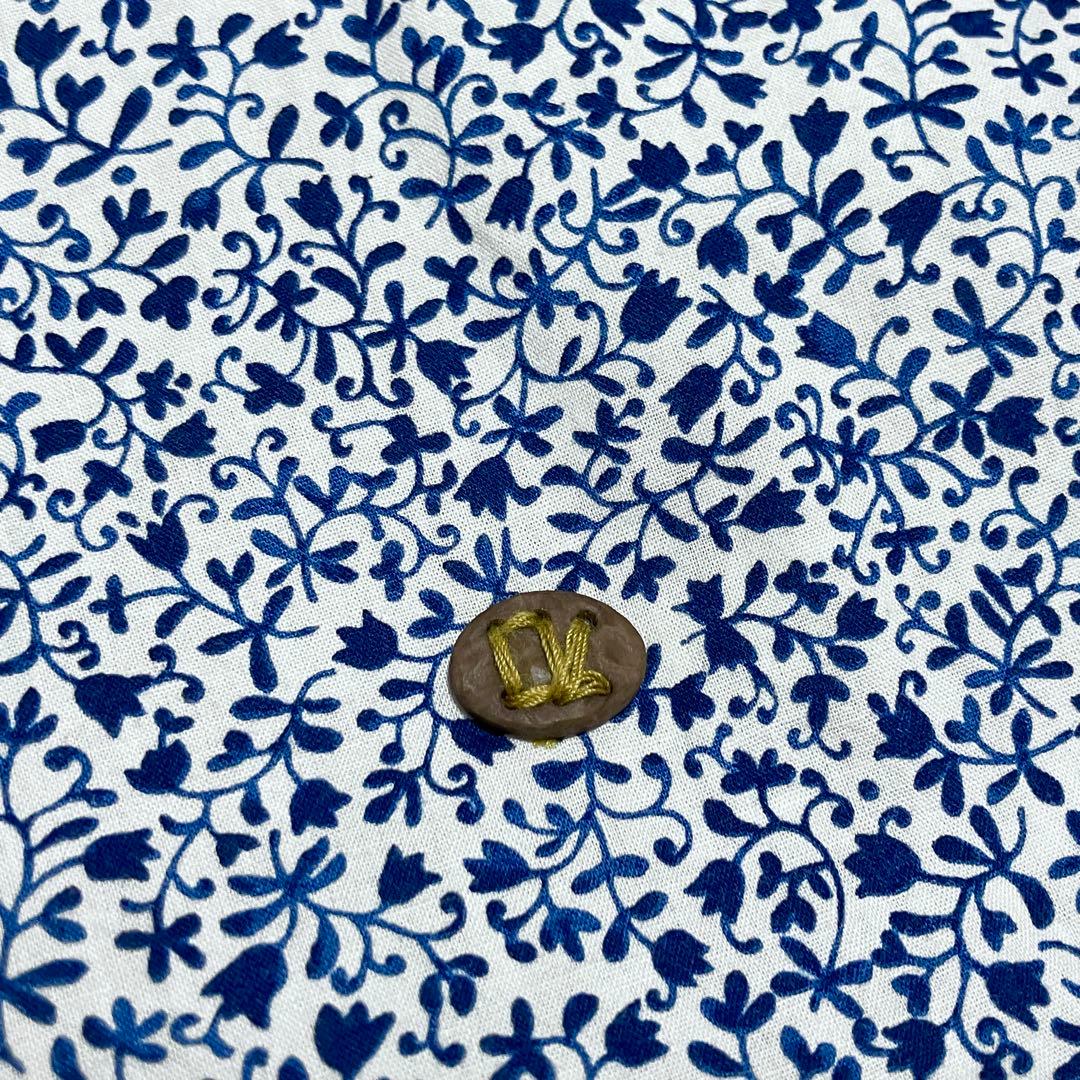 【美品】45R フラワータペットの908オーシャンスタンドシャツ 小花　ブラウス