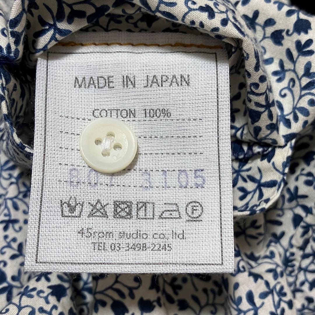 【美品】45R フラワータペットの908オーシャンスタンドシャツ 小花　ブラウス