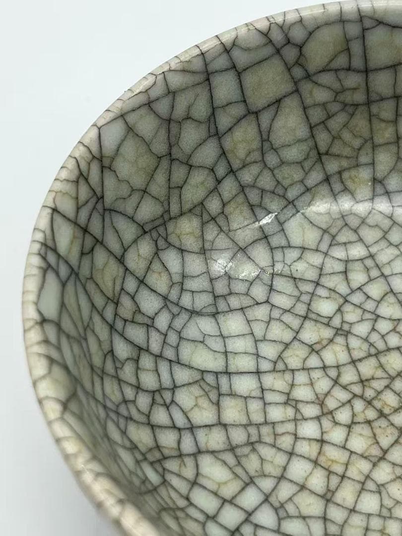 南宋時代　哥釉洗 哥窯氷裂紋洗　青磁　仿哥釉墩式洗　金絲鉄線(F-125)