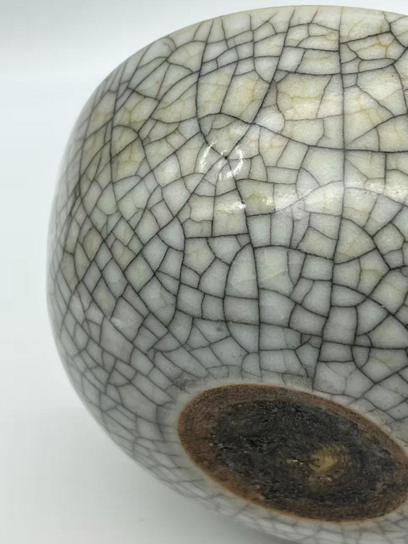 南宋時代　哥釉洗 哥窯氷裂紋洗　青磁　仿哥釉墩式洗　金絲鉄線(F-125)