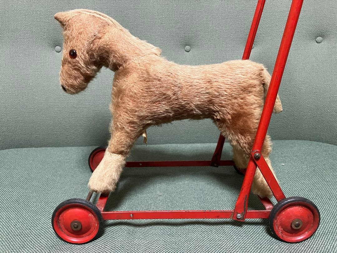 お馬さんのカート★チルターン　ぬいぐるみ馬 車輪付き　テディベア　アンティーク