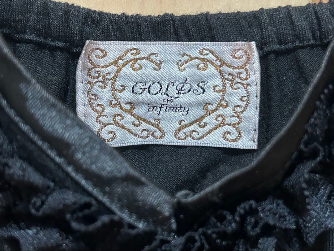 GOLDS♡肩紐チェーン♡ビジュー付き段々フリルレース♡キャミトップス♡黒M