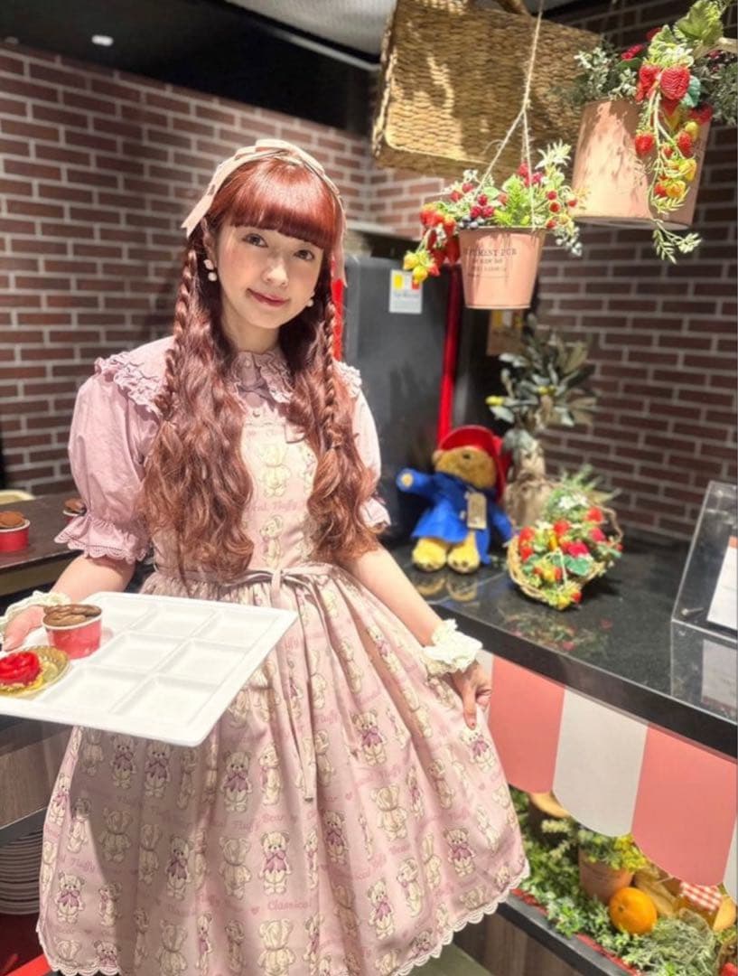 axes femme Kawaii フラッフィーベア ピンク