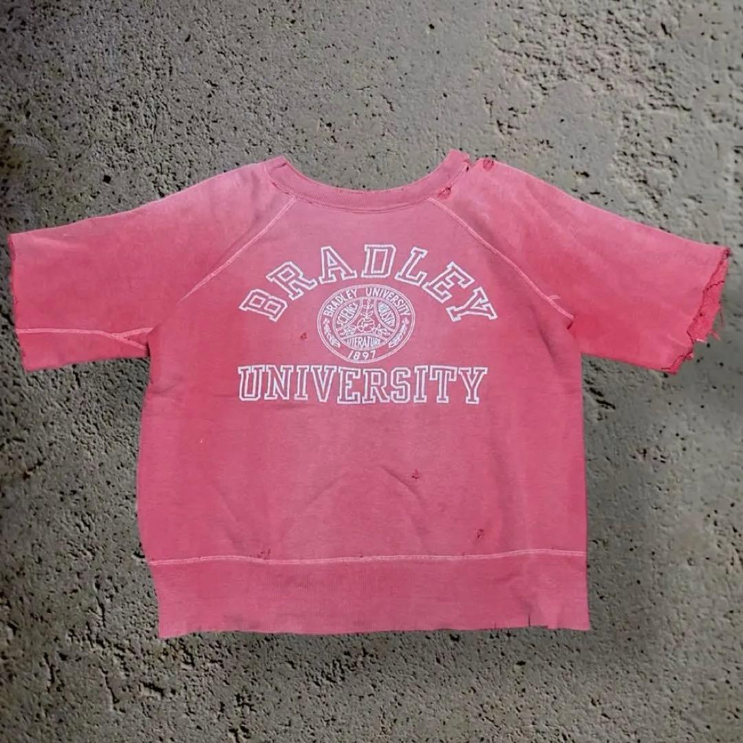 60s BRADLEY UNIVERSITY 3段プリント ビンテージ ラグラン