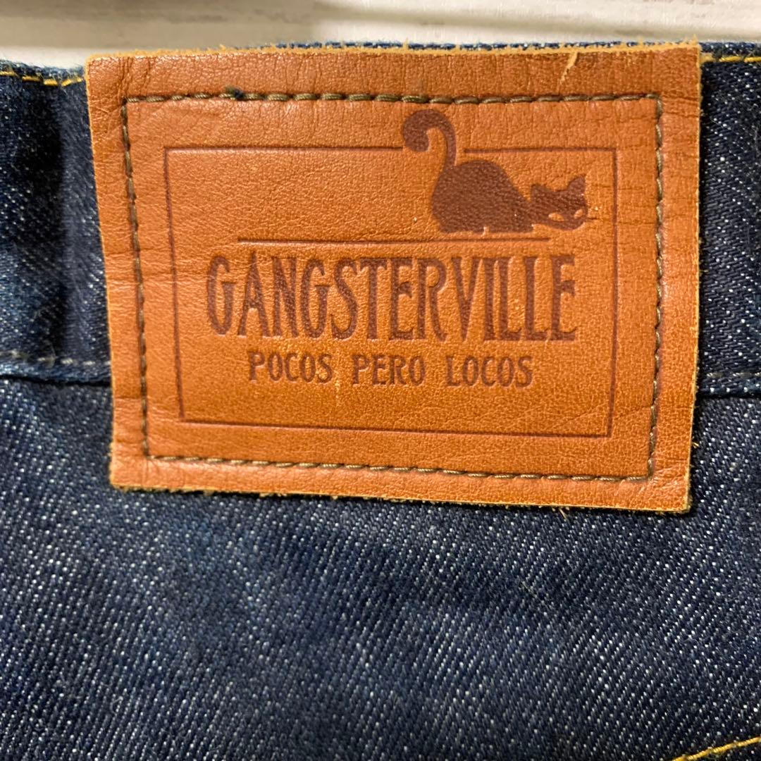 GANGSTERVILLE デニムパンツ アイアンクロス刺繍 インディゴ 32