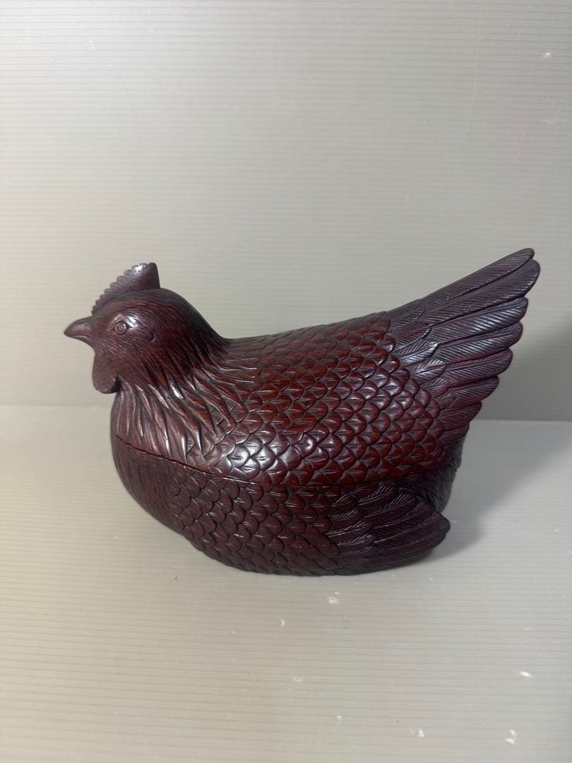 2465  工芸品　鶏　香合　小物入れ　置物　美品