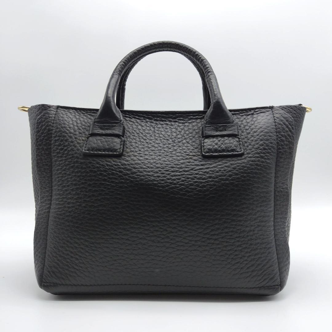 美品✨フルラ カプリッチョ S 2way ハンドバッグ ブラック レザー シボ革