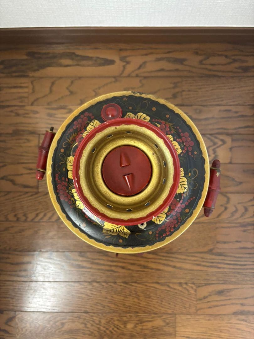 アンティーク サモワール 赤・金・黒