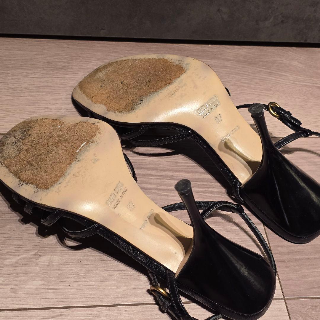 miu miu ブラック ハイヒールストラップサンダル