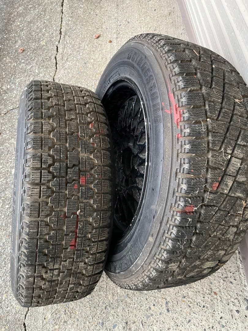 旧車WORKメッシュホイール当時物114.3おまけスタッドレス185/65R14