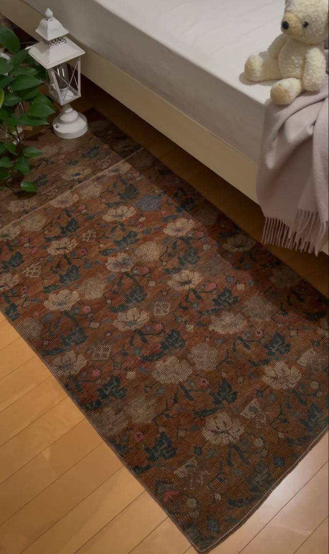 レア柄　Sunset Brown トルコ　ヴィンテージラグ　トルコラグ