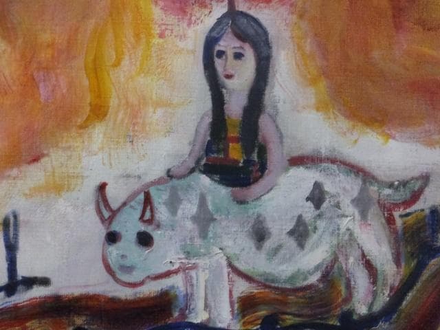 現代美術 田中拓馬　直筆サイン 『Another world』油彩 1205H