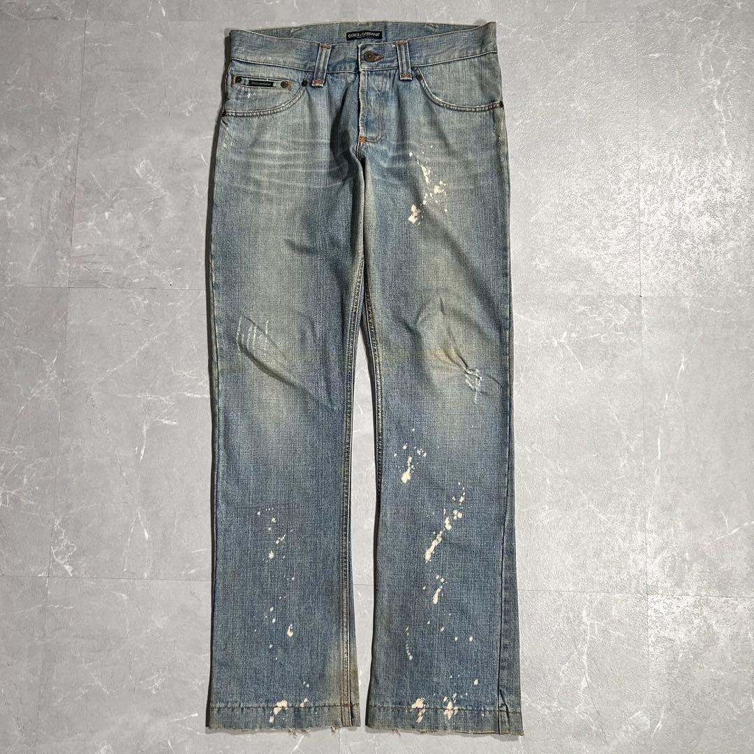 DOLCE&GABBANA イタリア製 フレアデニム クラッシュ 古着 ペンキ