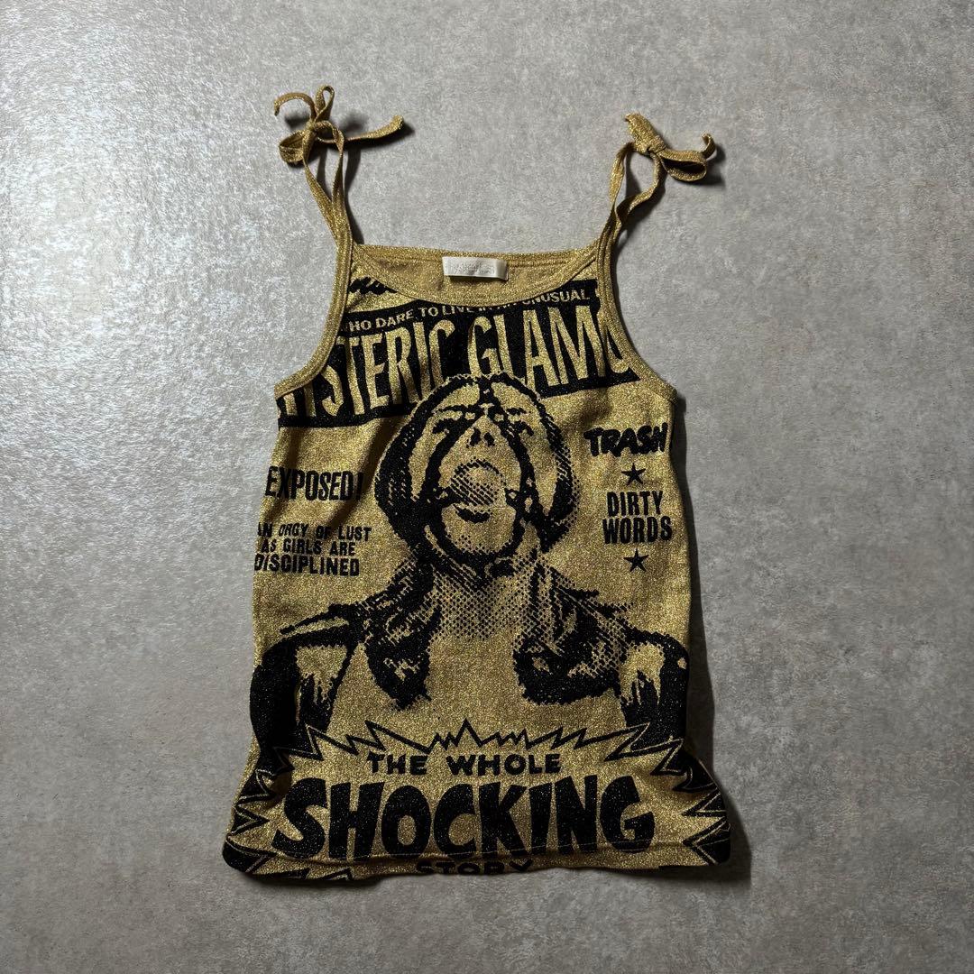 90s 初期 ヒステリックグラマー キャミソール 平成 ギャル ゴールド ラメ