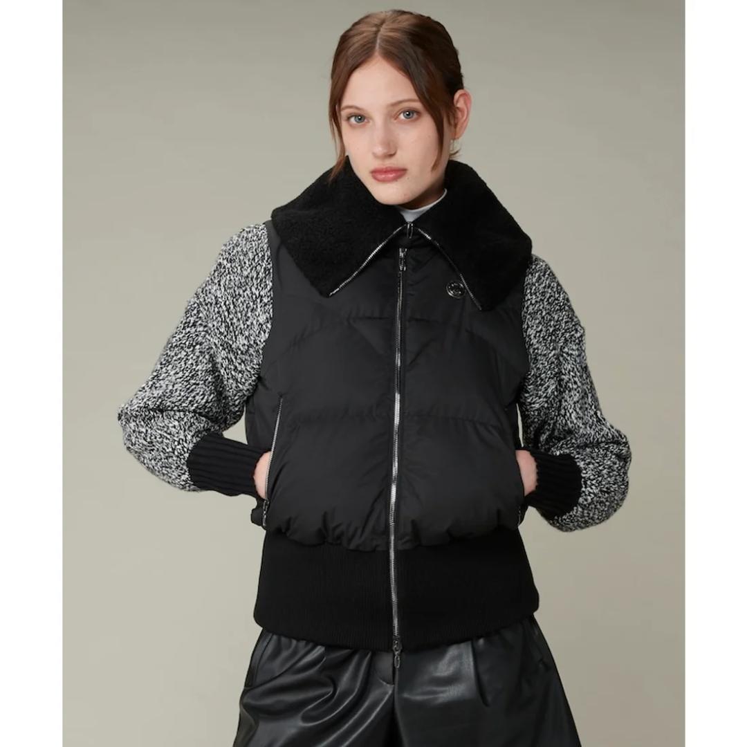 再値下 ランバンスポール　中わたアウターベスト　38　ブラック　黒