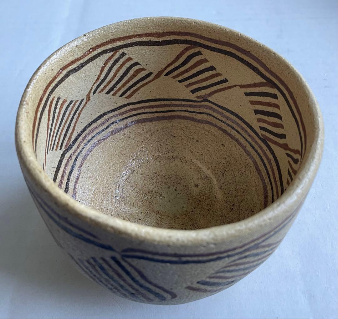 水野双鶴　練込　茶碗