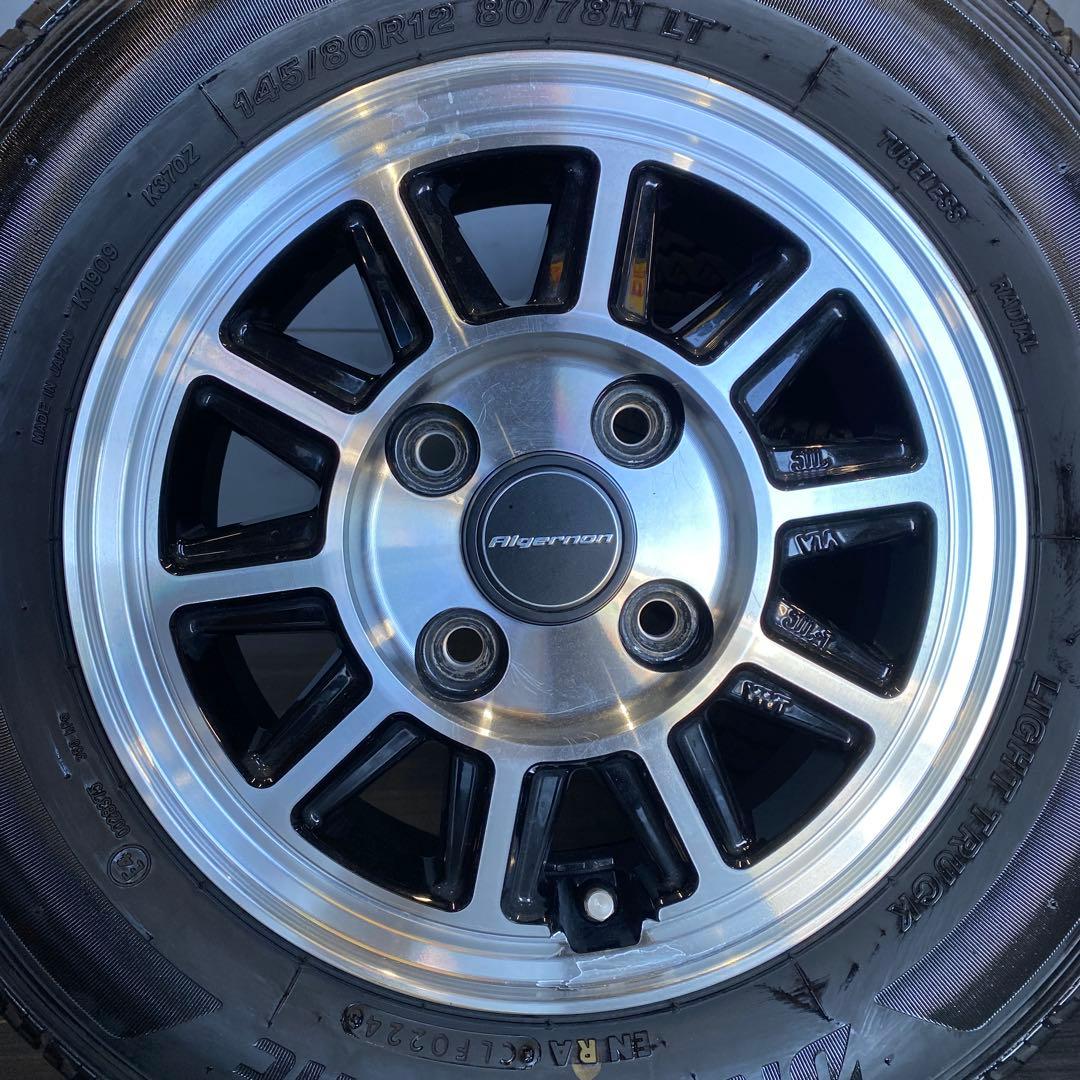 中古バリ溝ブリヂストンタイヤホイールセット145/80R12LT 軽トラ、軽バン