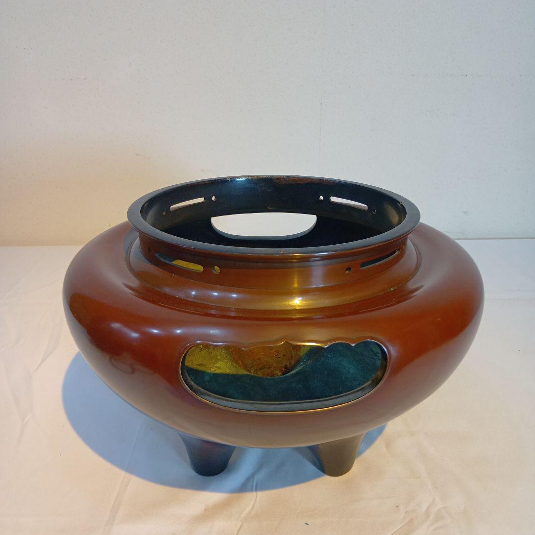 茶道具　(釜師)和田美之助　唐銅朝鮮風炉　真形釜　共箱