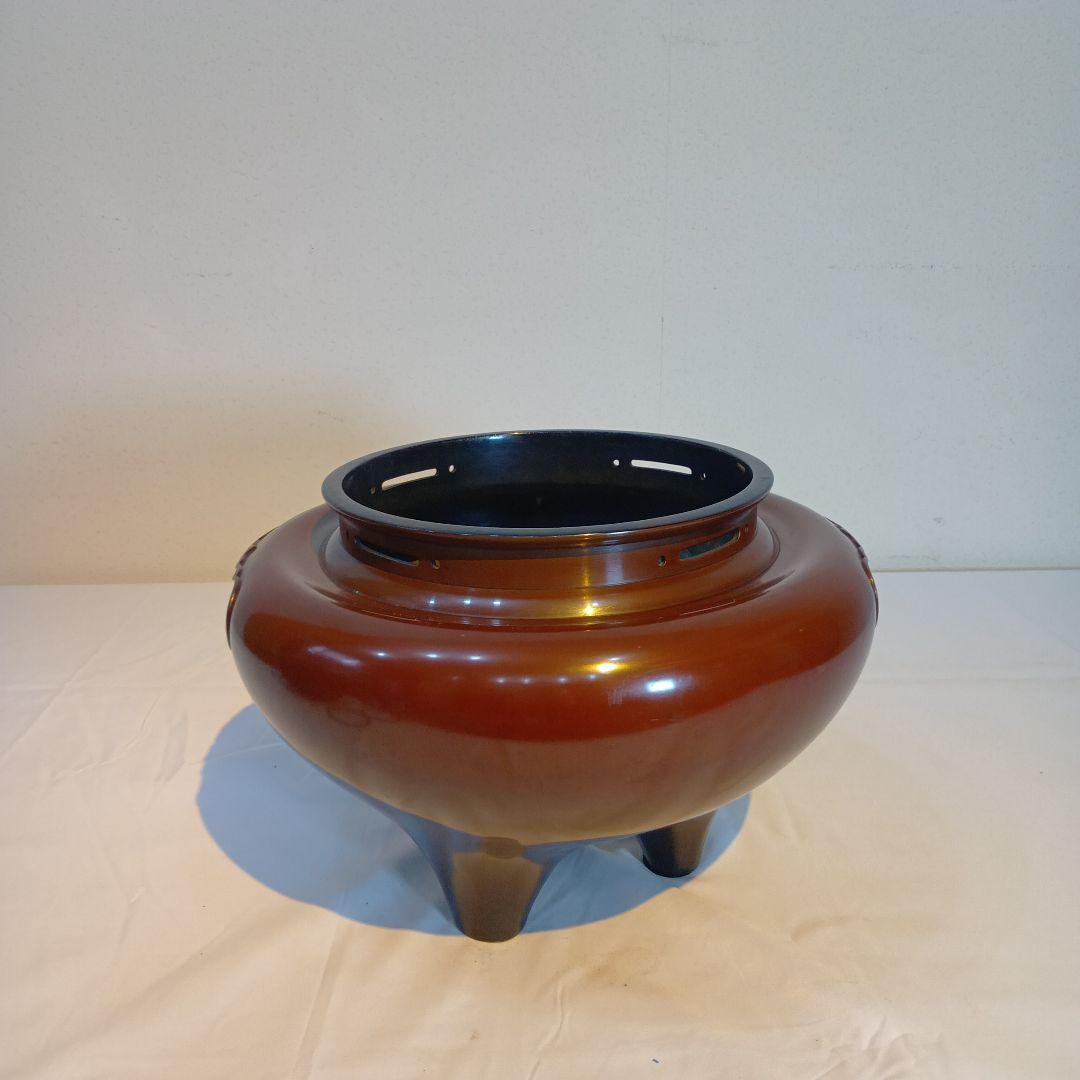 茶道具　(釜師)和田美之助　唐銅朝鮮風炉　真形釜　共箱