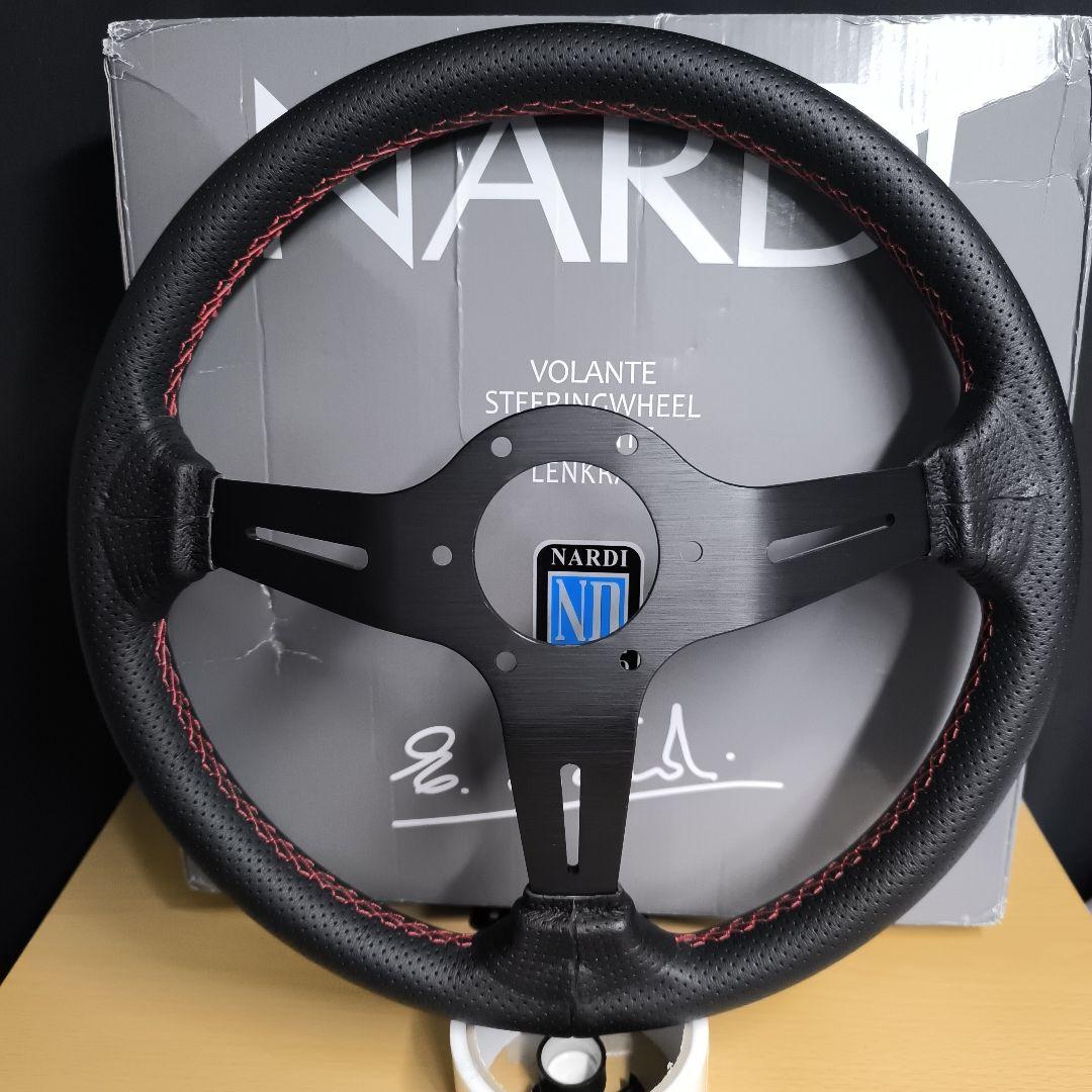 NARDIナルディタイプ　ステアリング ブラック350mm 　ディープ75mm